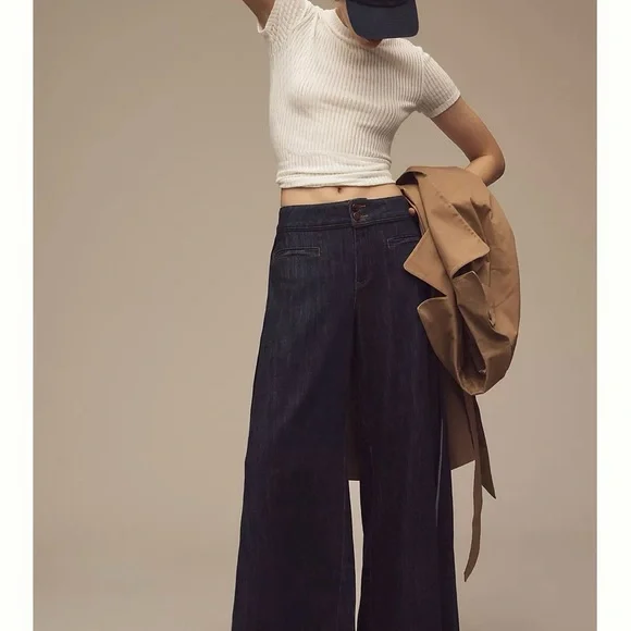 Anthropologie Pilcro Wide-Leg Dark Blue Jeans - Picture 2 of 7